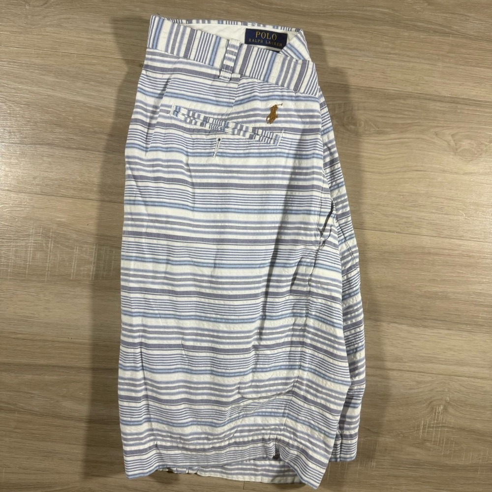Ralph Lauren Shorts Mens 36 Blue Striped All Over Print Chino Hipster Stretch